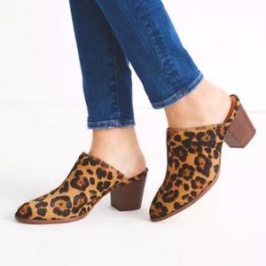 Madewell Leopard Calf Hair Harper Mule Ankle Bootie